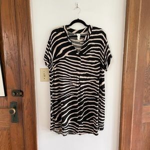 HM Zebra Print Shirt Dress, Size 12